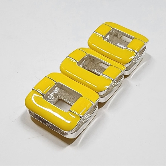 Yellow Enamel / Silver Bangle Bracelet - Picture 2 of 4